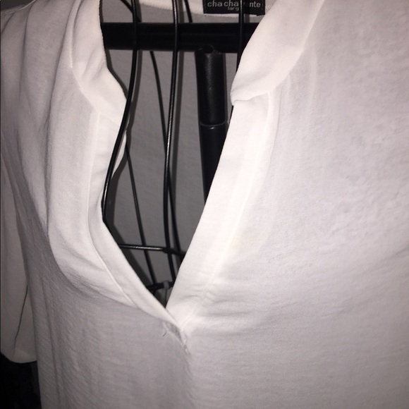 ChaCha Vente size large semi sheer mock wrap hi low convertible sleeves flowy - Picture 4 of 13